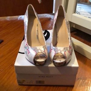 Nine West Colorful Snake Skin Design Heels